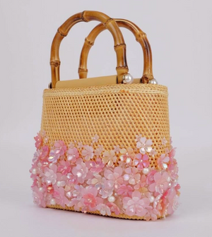 Xuân Thị HandMade Crafts | スアン・ティ Limitedシリーズ SPRING 桜モチーフ ビーズ バンブーハンドル かごバッグ