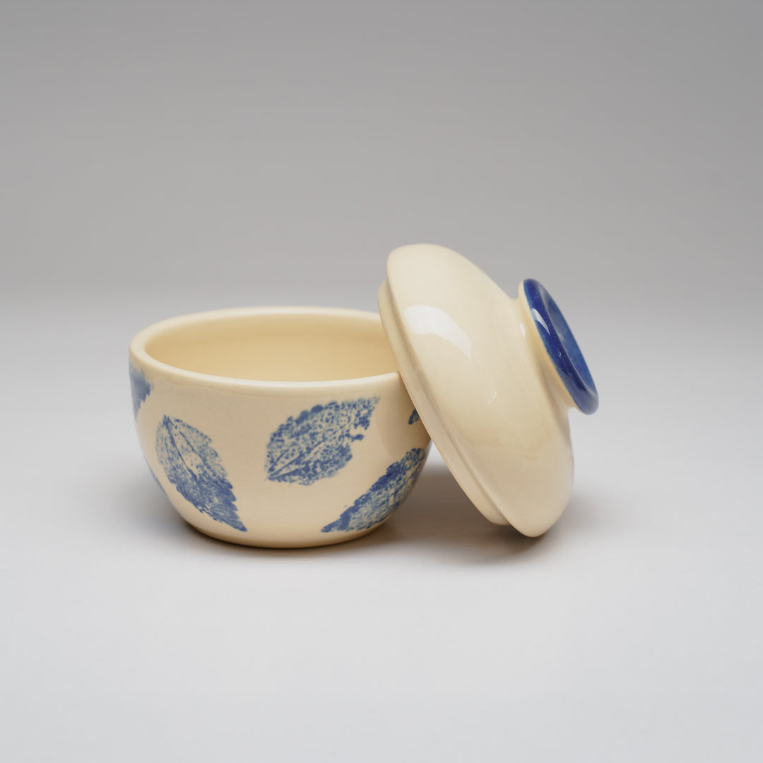 TUHU CERAMICS | 蓋付ボウル 陶器 手描き Leafblue 68