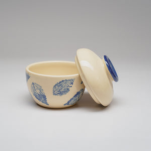 TUHU CERAMICS | 蓋付ボウル 陶器 手描き Leafblue 68