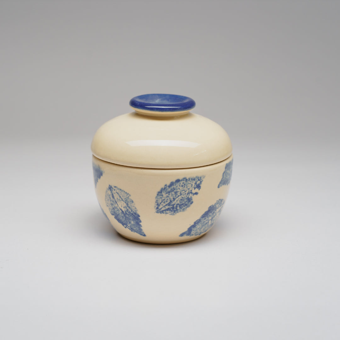 TUHU CERAMICS | 蓋付ボウル 陶器 手描き Leafblue 68